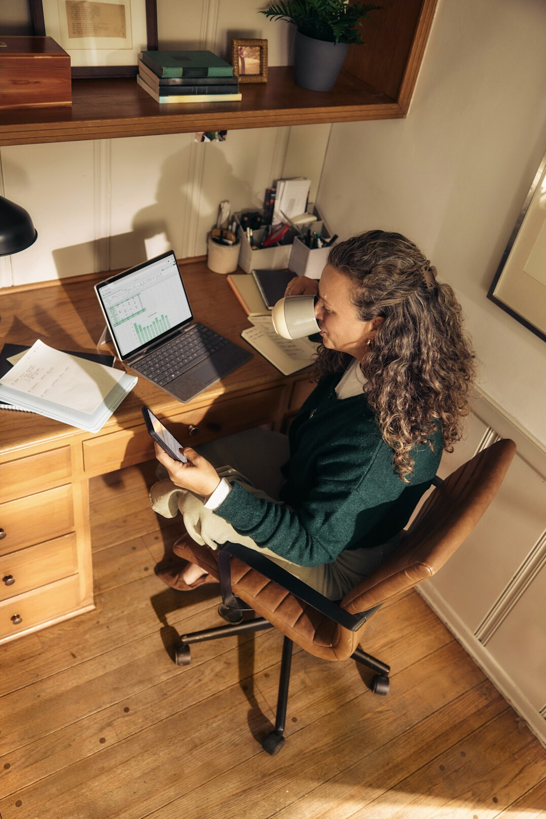 woman searching online directory